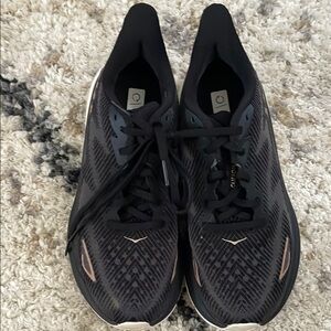 Hoka One One Black Athletic Shoes Breathable Mesh Design